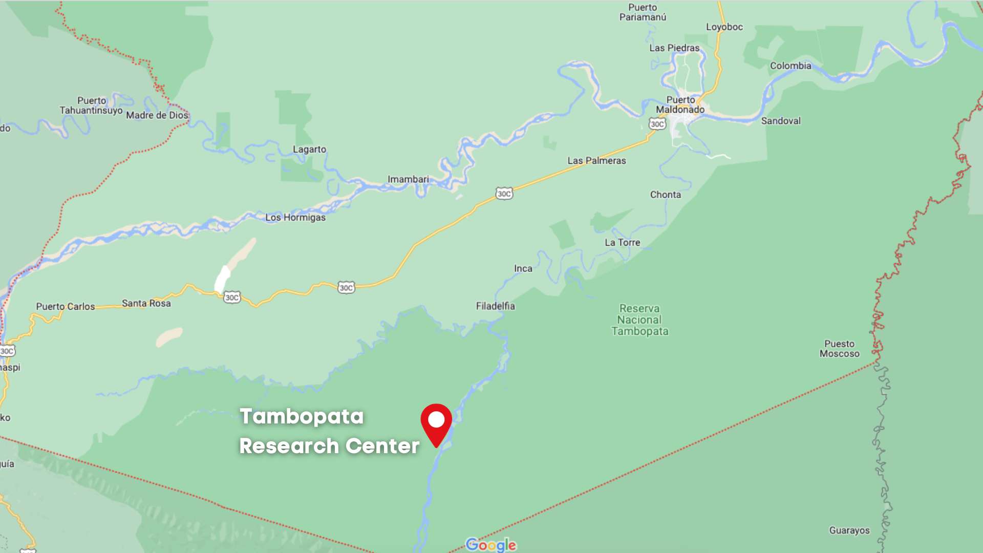 tambopata macaw project map inside the tambopata national reserve